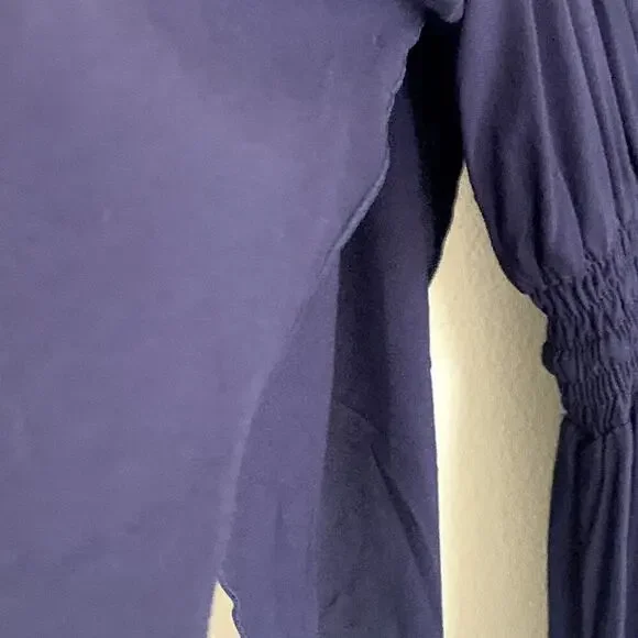 Back From Bali Blue V Neck with Embellishments Maxi Dress Short Sleeves Small - Picture 6 of 13